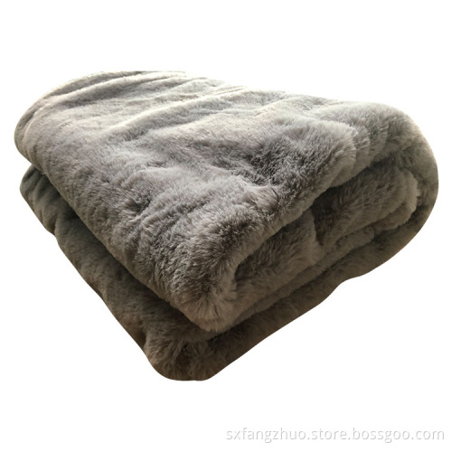 rabbit fur fluffy faux suede throw and blanket
